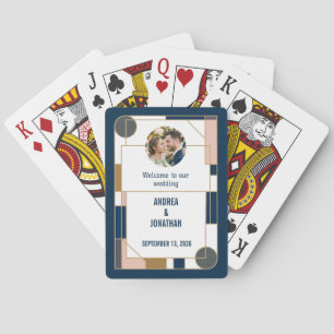 Editable Art Deco Wedding Invitation with Photo Po Poker Cards