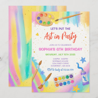 Editable Art Party Painting Party Birthday Invitation