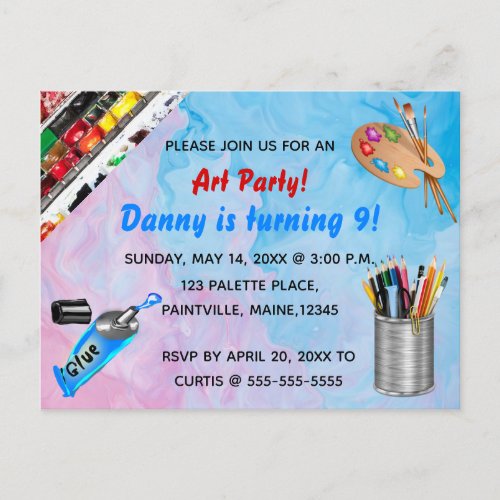 Editable Arts and Crafts Birthday Party Invitation