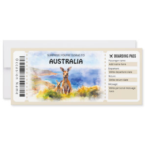 Editable Australia Boarding Pass Plane ticket Invitation