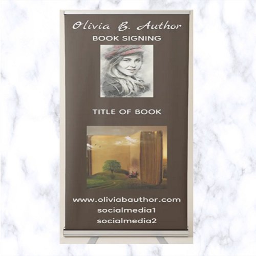 Editable Author Writer Book Signing Retractable Banner
