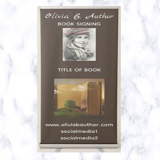 Editable Author Writer Book Signing Retractable Banner (Creator Uploaded)