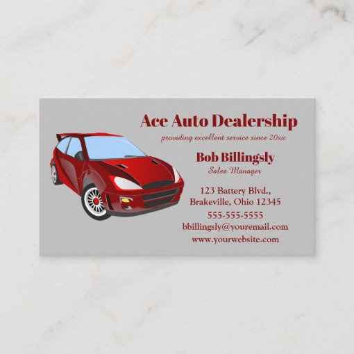 Editable Auto Car Dealership Salesman Business Card | Zazzle