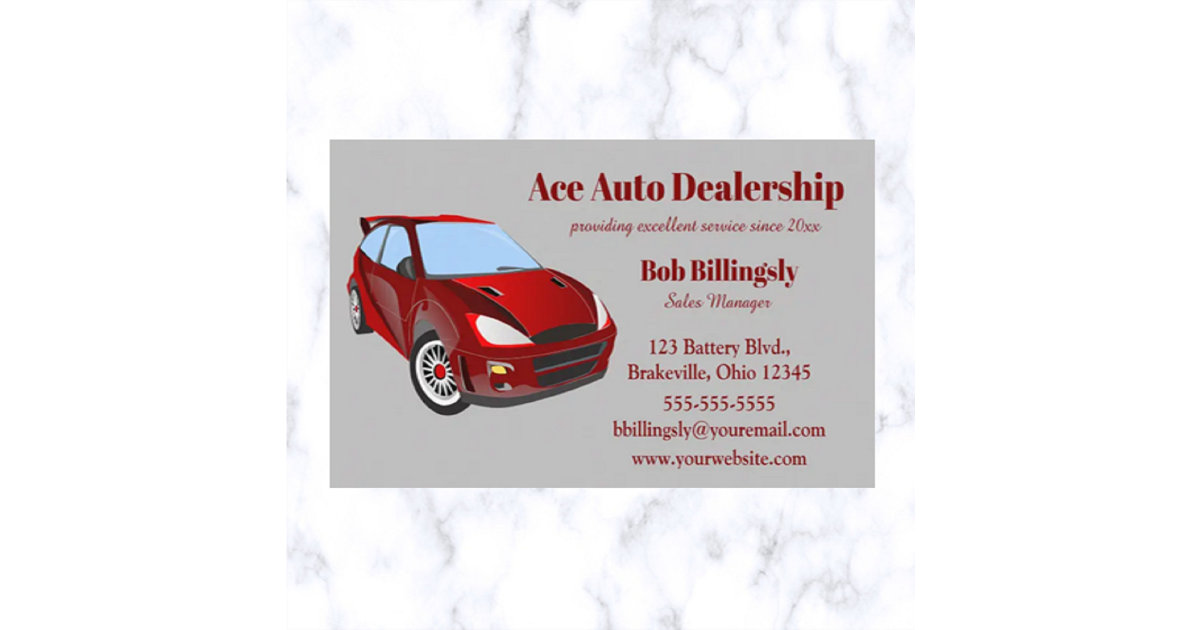 Editable Auto Car Dealership Salesman Business Card Zazzle