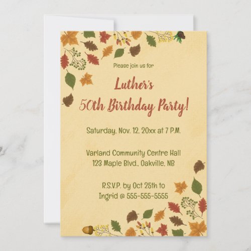 Editable Autumn Fall Birthday