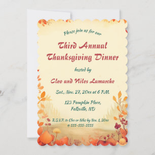 Editable Autumn Landscape Thanksgiving Invitation