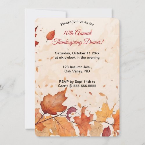 Editable Autumn Leaves Invitation