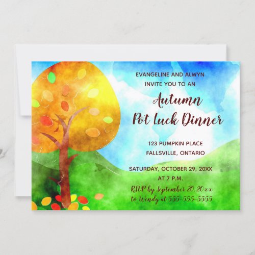 Editable Autumn Leaves Invitation Cards