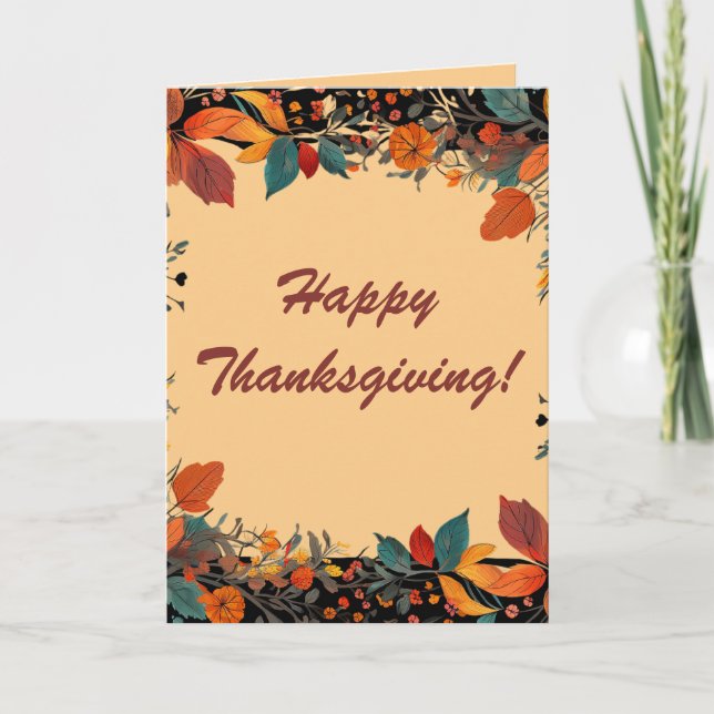 Editable Autumn Leaves Thanksgiving Card (Front)