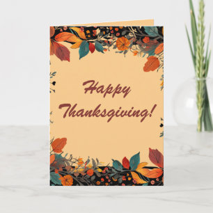 Editable Autumn Leaves Thanksgiving Card