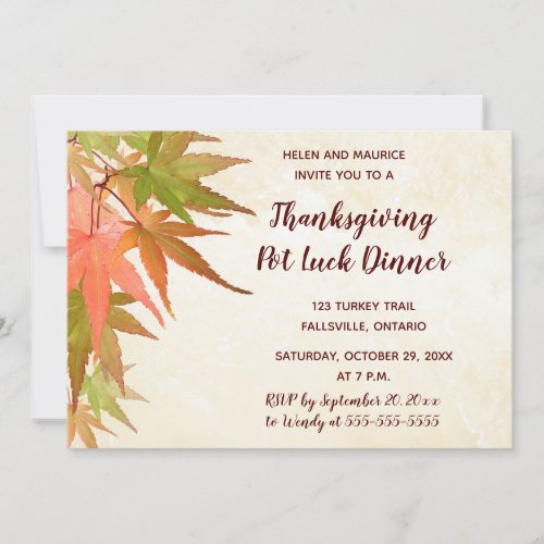 Editable Autumn Leaves Thanksgiving Invitation