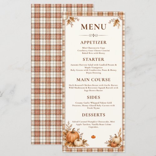 Editable Autumn Pumpkin Bridal Shower Rustic Menu