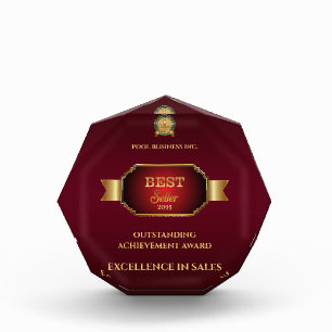 Editable award burgundy gold business employee