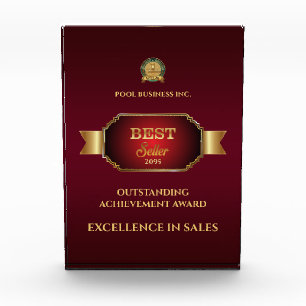 Editable award burgundy gold business employee