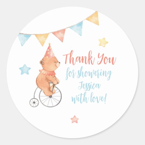 Editable Baby Animal Circus ThankYou Favor Sticker