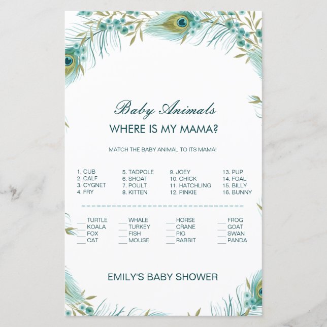 Editable Baby Animal Match, Where is Mama w Answer (Front)