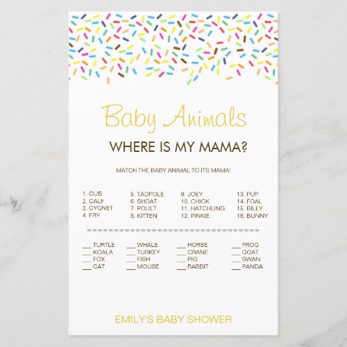 Editable Baby Animal Match Where is Mama w Answer
