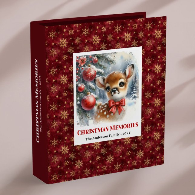 Editable Baby Deer Snowy Forest Christmas Memory   3 Ring Binder (Editable Baby Deer Snowy Forest Christmas Memory Album

)