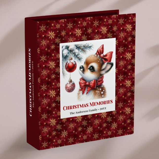 Editable baby deer snowy forest family name album  3 ring binder (Editable baby deer snowy forest family name album binder

)