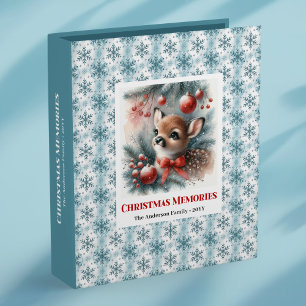 Editable baby deer snowy forest kids 3 ring binder