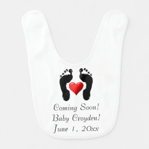 Editable Baby Footprint  Pregnancy Announcement Bib
