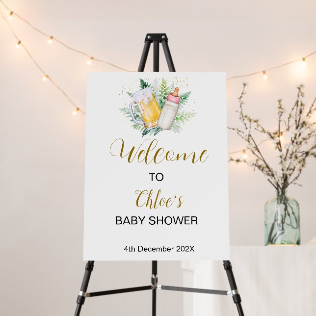 Editable Baby Girl Baby Shower Welcome Sign (In Situ (Stand))