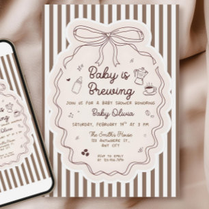 Editable Baby is Brewing Baby Shower Invitation