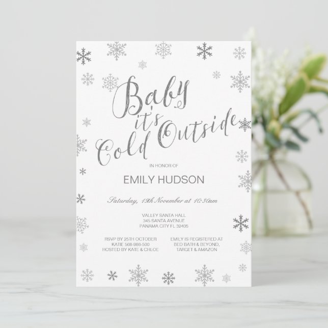 Editable Baby It's Cold Outside Baby Shower  Invitation (Standing Front)