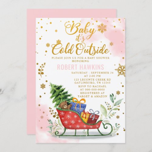 Editable Baby Its Cold Outside Winter Baby Shower Invitation