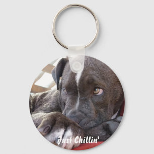 Editable Baby Pitbull Puppy Keychain