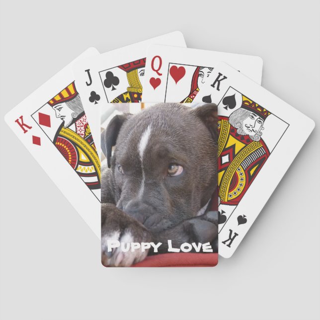 Editable Baby Pitbull Puppy Poker Cards (Back)