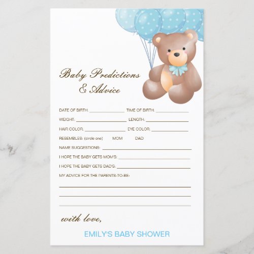 Editable Baby Prediction and Advice Baby Shower