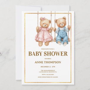 Editable Baby Shower – Cute Teddy Bear Invitation