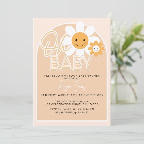 Editable Baby Shower Oh Baby Gender Neutral  Invitation