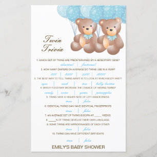 Editable Baby Twin Trivia Baby Shower with Answer