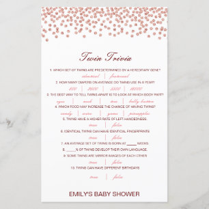 Editable Baby Twin Trivia Baby Shower with Answer