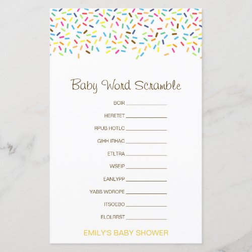 Editable Baby Word Scramble with Answer