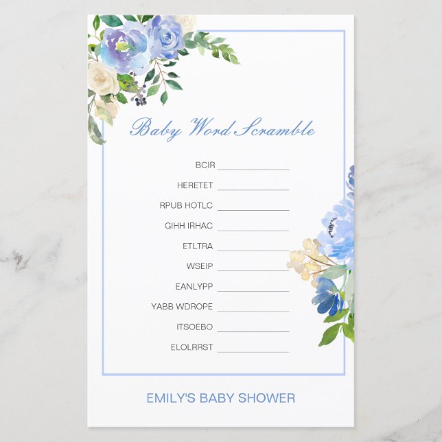 Editable Baby Word Scramble with Answer (Front)