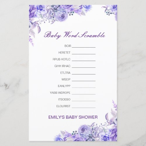 Editable Baby Word Scramble with Answer