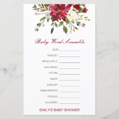 Editable Baby Word Scramble with Answer