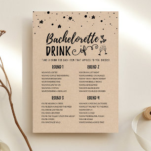 Editable Bachelorette DRINK IF Hen Party Game Card