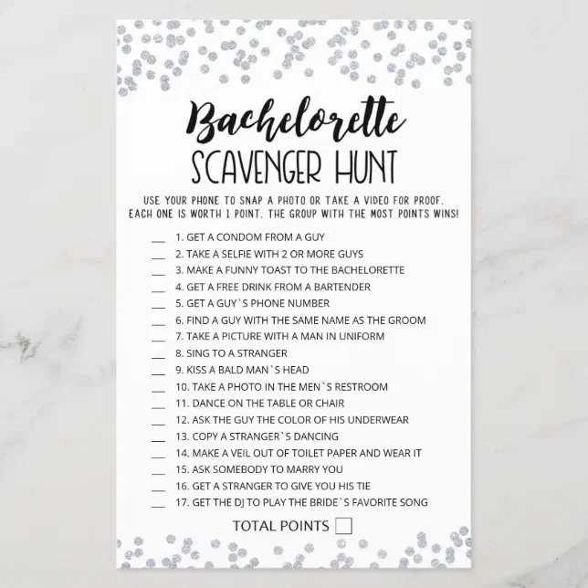 Editable Bachelorette Scavenger Hunt game | Zazzle