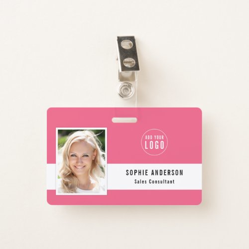 Editable Background Color Add Your Logo Photo Name Badge