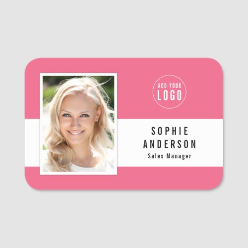 Editable Background Color Add Your Logo Photo Name Tag