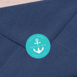 Editable Background Color Anchor Save the Date Classic Round Sticker<br><div class="desc">This nautical save the date wedding sticker features an anchor in white against an editable background color; to change it from turquoise to the color of your choice, click the customize button. Check out other matching wedding items https://www.zazzle.com/collections/editable_color_nautical_anchor_wedding_3-119105450401013879?rf=238364477188679314&tc=rc . Personalize it by replacing the placeholder text. For more options such...</div>