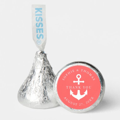 Editable Background Color Anchor Wedding Thank You Hersheys Kisses