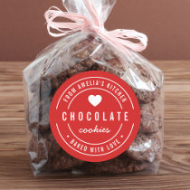 Editable Background Color Baked with Love Classic Round Sticker
