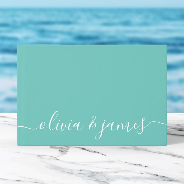 Editable Background Color Calligraphy Wedding Guest Book (Creator Uploaded)