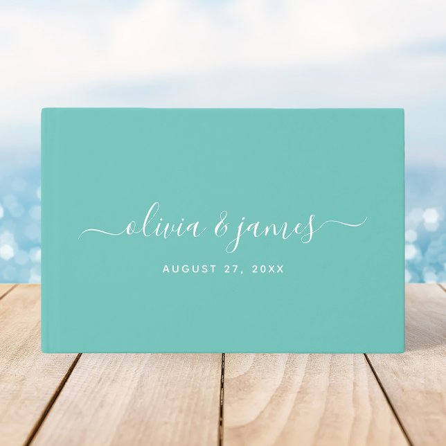 Editable Background Color Calligraphy Wedding Guest Book (Creator Uploaded)