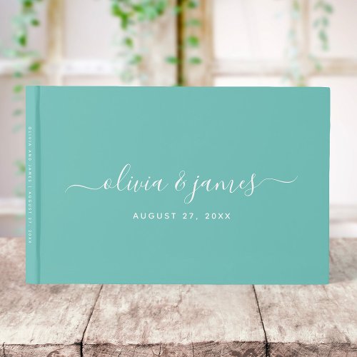 Editable Background Color Calligraphy Wedding Guest Book